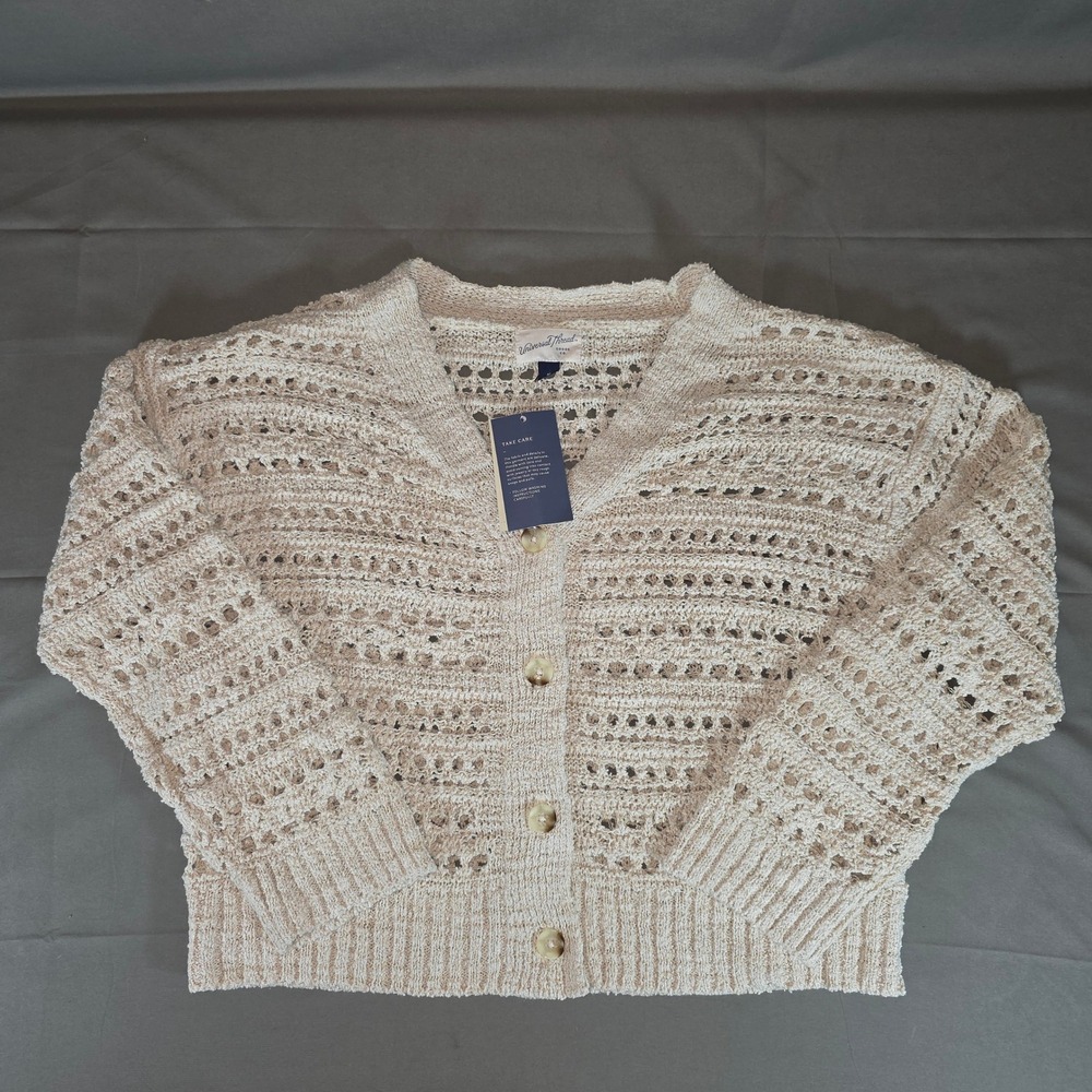 Universal Thread Cream Open Knit Button Front Cardigan Sweater Medium NWT